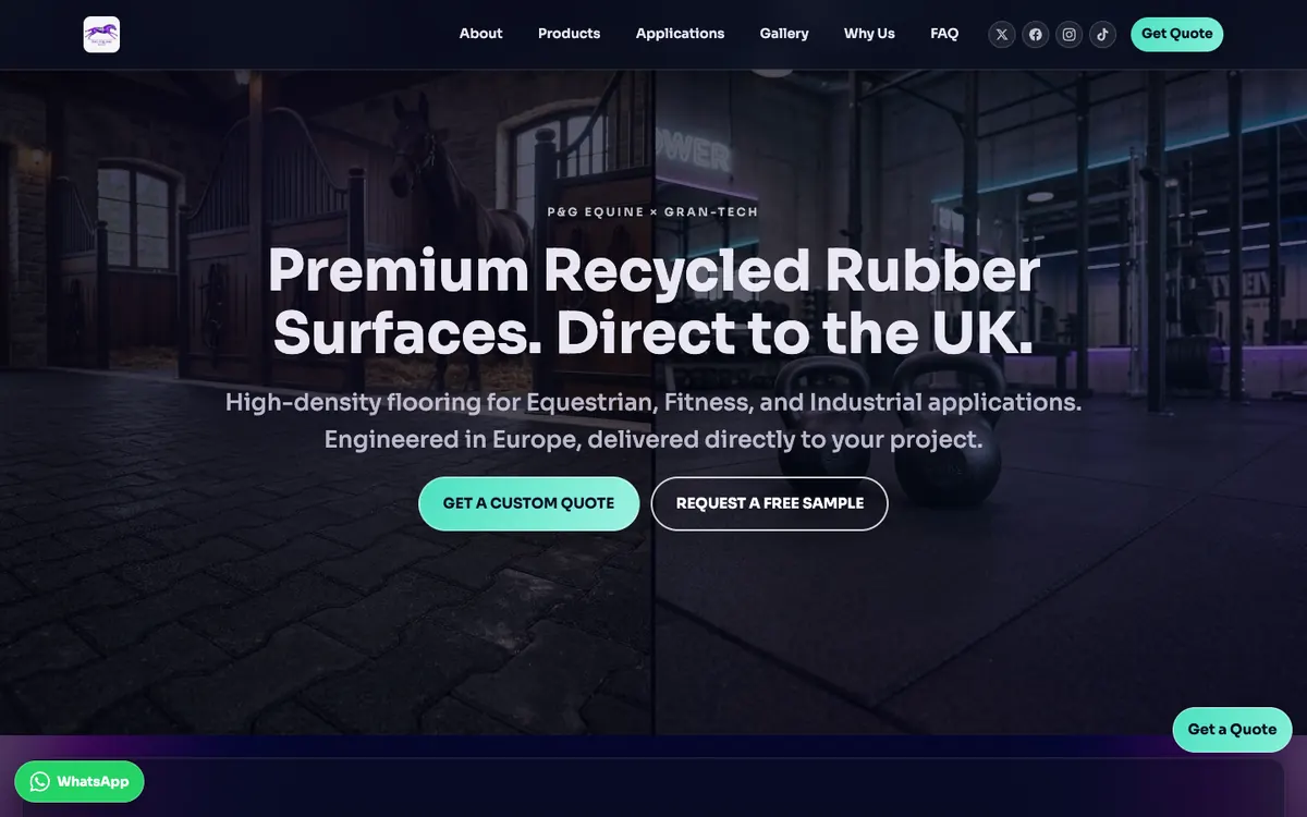 P&G Equine specialist rubber flooring website preview