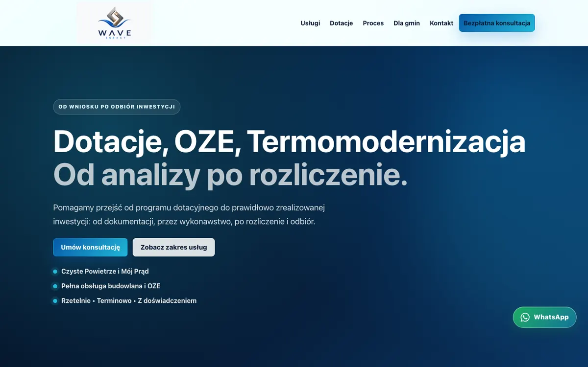 Wave Energy service website preview